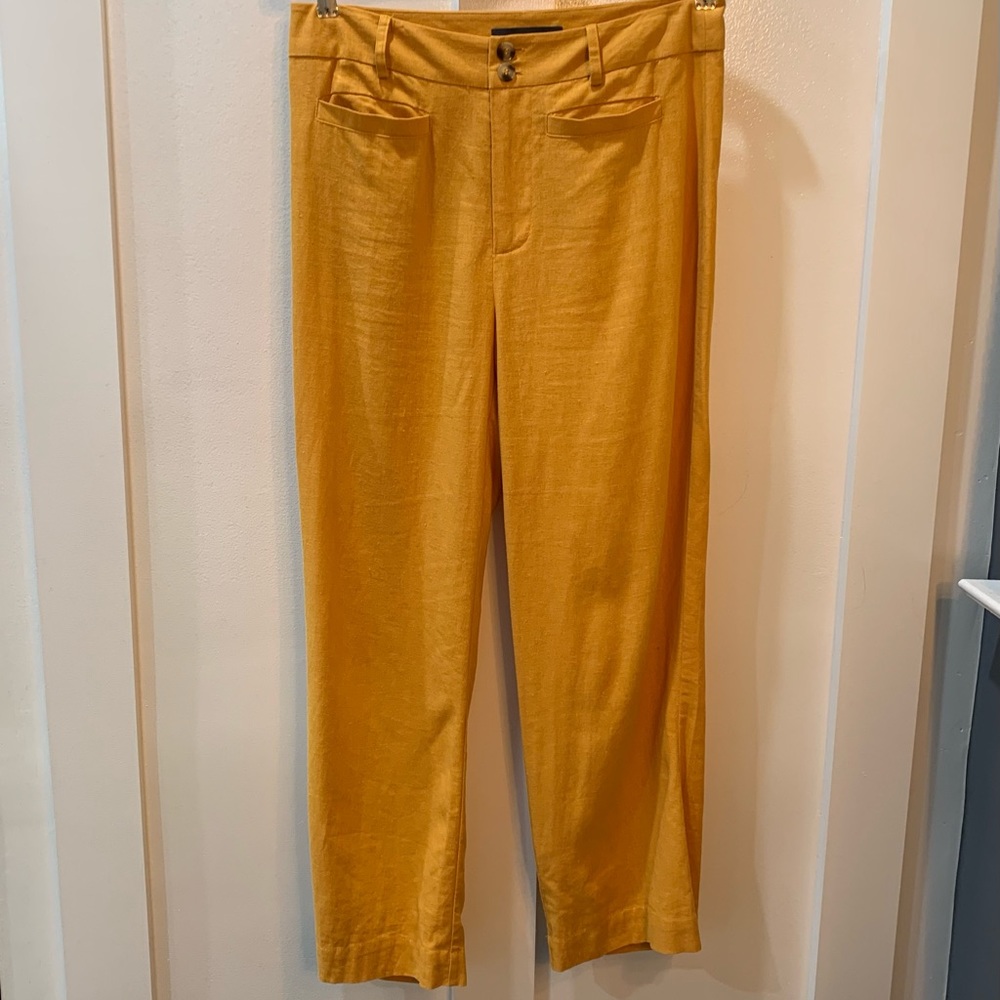 Modcloth Linen-blend Cropped Slacks, Color: Butterscotch, Size: 8
